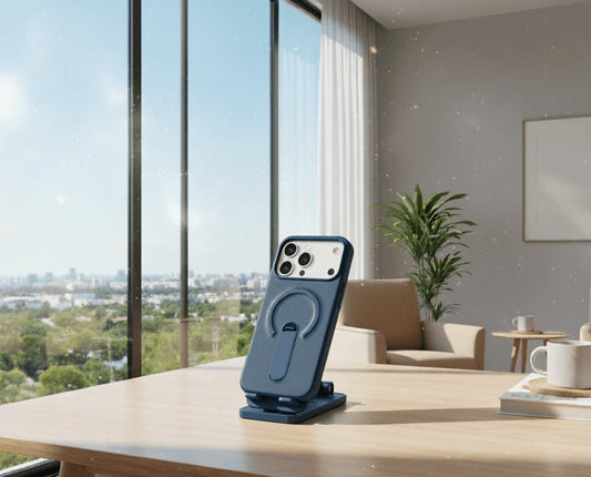 Luxury Leather MagSafe Case with Ring Kickstand for iPhone